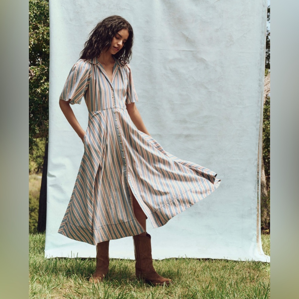 The Bridge Dress in Blue Frontier Stripe